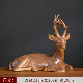 一鹿高升陶瓷摆件对牛现代家居装饰客厅办公室羊脂玉大鹿  定制款