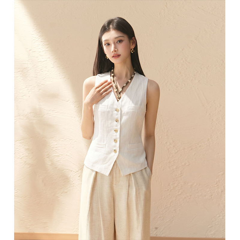 【En Order】Early Summer New Elegant Three-Dimensional Cut Vest for Women, Super Beautiful and Luxurious V-Neck Top