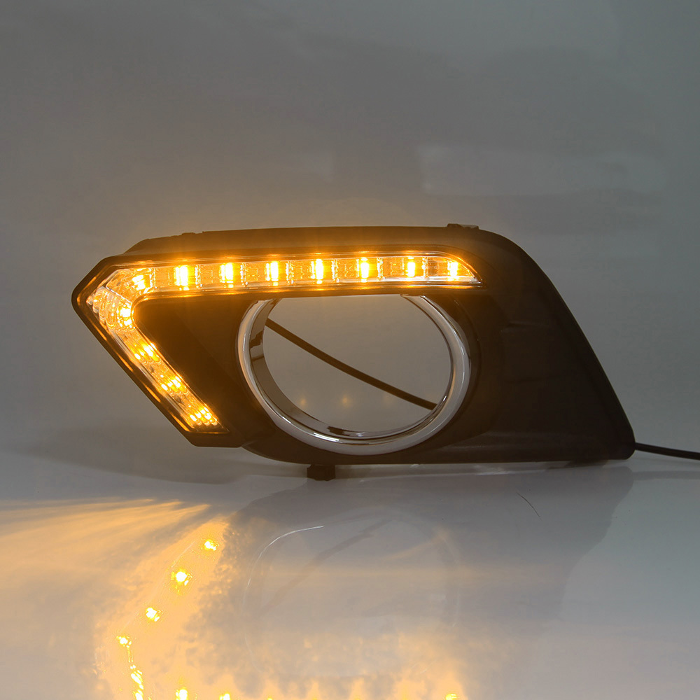 Aplicable a 2014 Qijun LED coche luz diurna Luz de marcha diurna modificado doble color con luz amarilla Luz de niebla