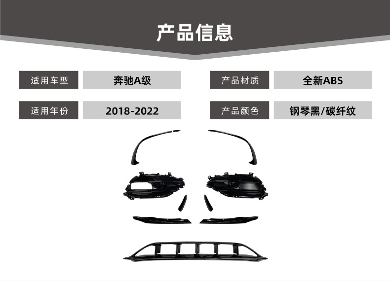 Suitable for Mercedes-Benz A-Class W176 A200 A260 A45 2016-2018 Wind Blade Grille Exterior Modification Accessories