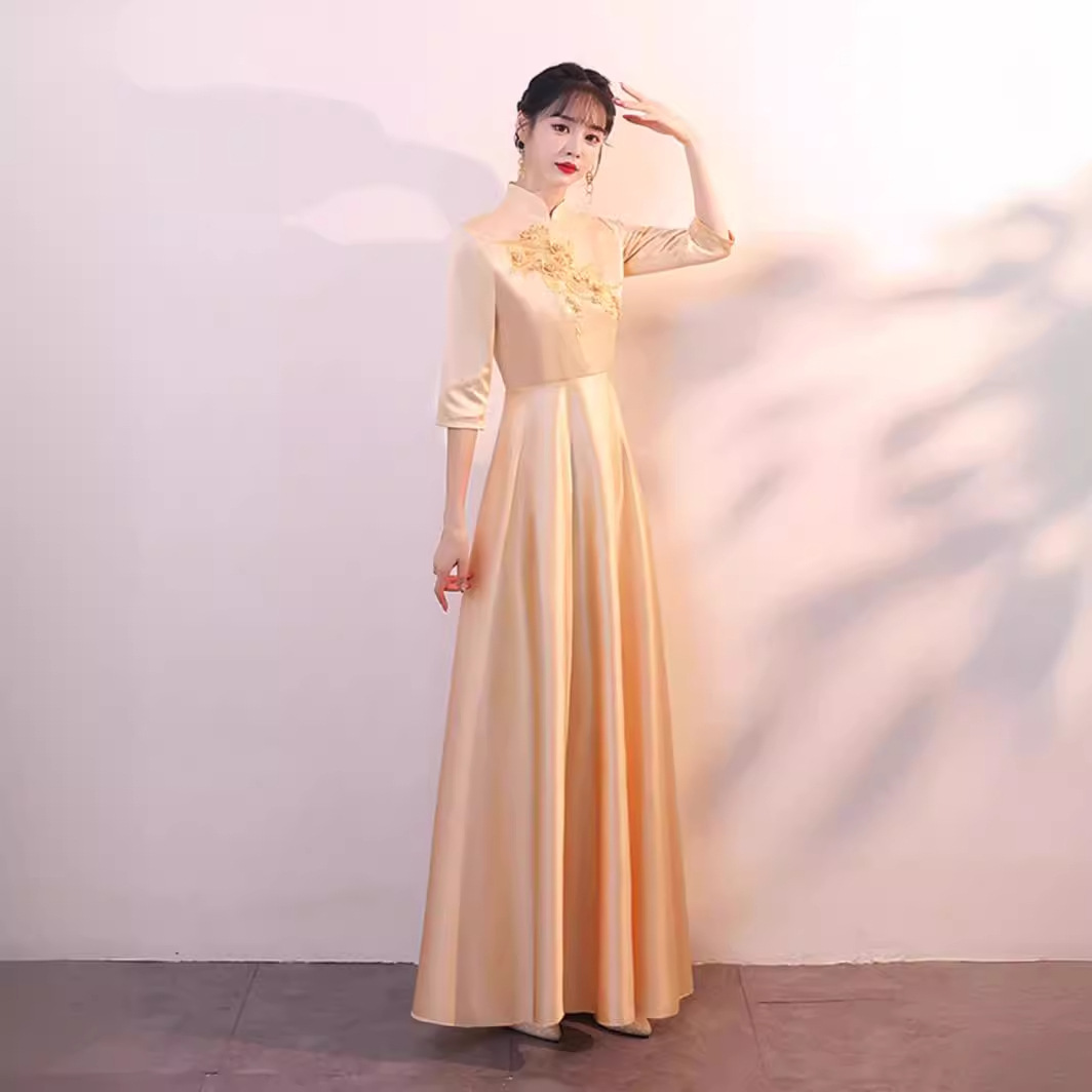 New student etiquette performance clothing welcome Lady Award cheongsam chorus performance clothing Chinese style fashion dress