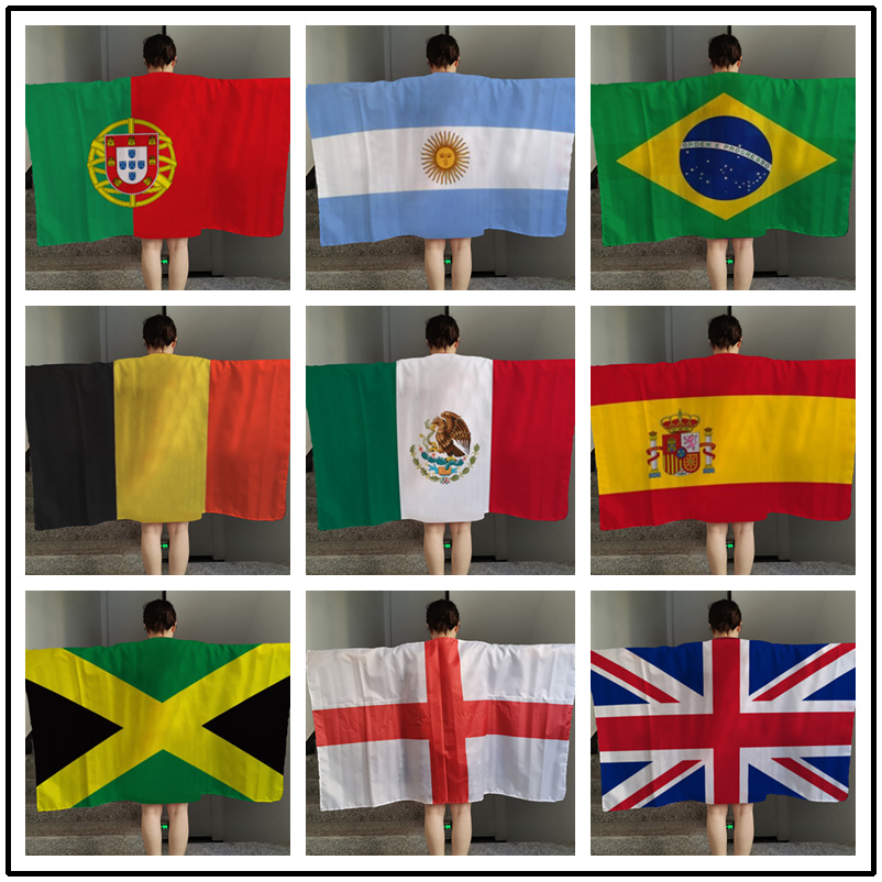 Suministro transfronterizo 2022 Copa Mundial de fútbol animar apoyos fans capa bandera chal 90*150cm