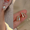 Fashionable universal advanced earrings from pearl with bow, silver needle, flowered, high-quality style, silver 925 sample