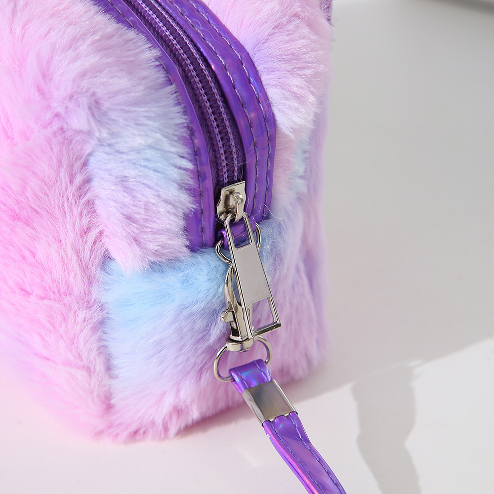 Paquete de cosméticos de lavado de gato de dibujos animados de teñido anudado, estilo de felpa de estudiante de dibujos animados, paquete de almacenamiento de cosméticos de viaje simple transfronterizo