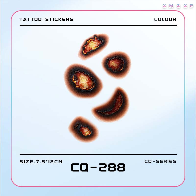 Scald Burn Tattoo Sticker Fake Scar Artificial Colorful Waterproof Halloween Party Decoration Sticker Arm Leg Knee