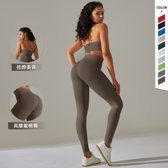 Eurasian cross-border seamless backless sports bra yoga set fitness top and yoga pants two-piece set for women