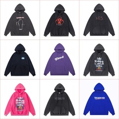 VTM クロスボーダーヨーロッパとアメリカの刺繍文字ロゴブルーシグネチャープリント男性と女性のルーズジッパートレーナージャケットパーカー