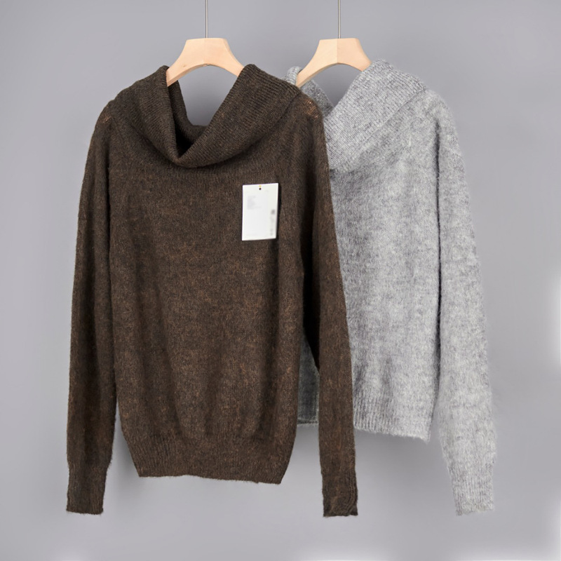 2025 Women's Soft and Waxy Brushed One-Line Off-Shoulder Collar Slim Long-Sleeved Knitwear 2025 Women's Soft and Waxy Brushed One-Line Off-Shoulder Collar Slim Long-Sleeved Knitwear