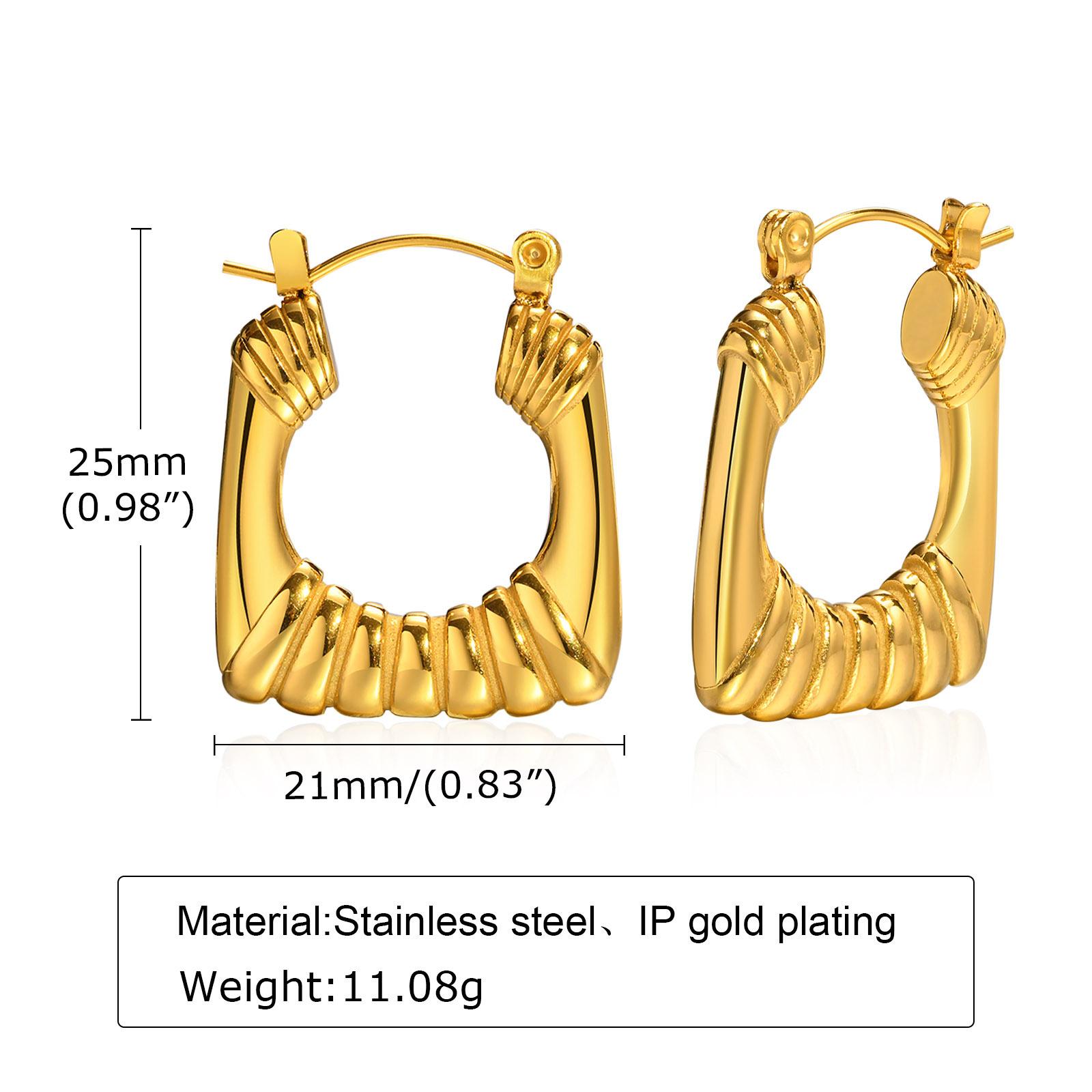 Mode U-form Rostfreier Stahl Ohrringe Überzug Edelstahl Ohrringe display picture 2