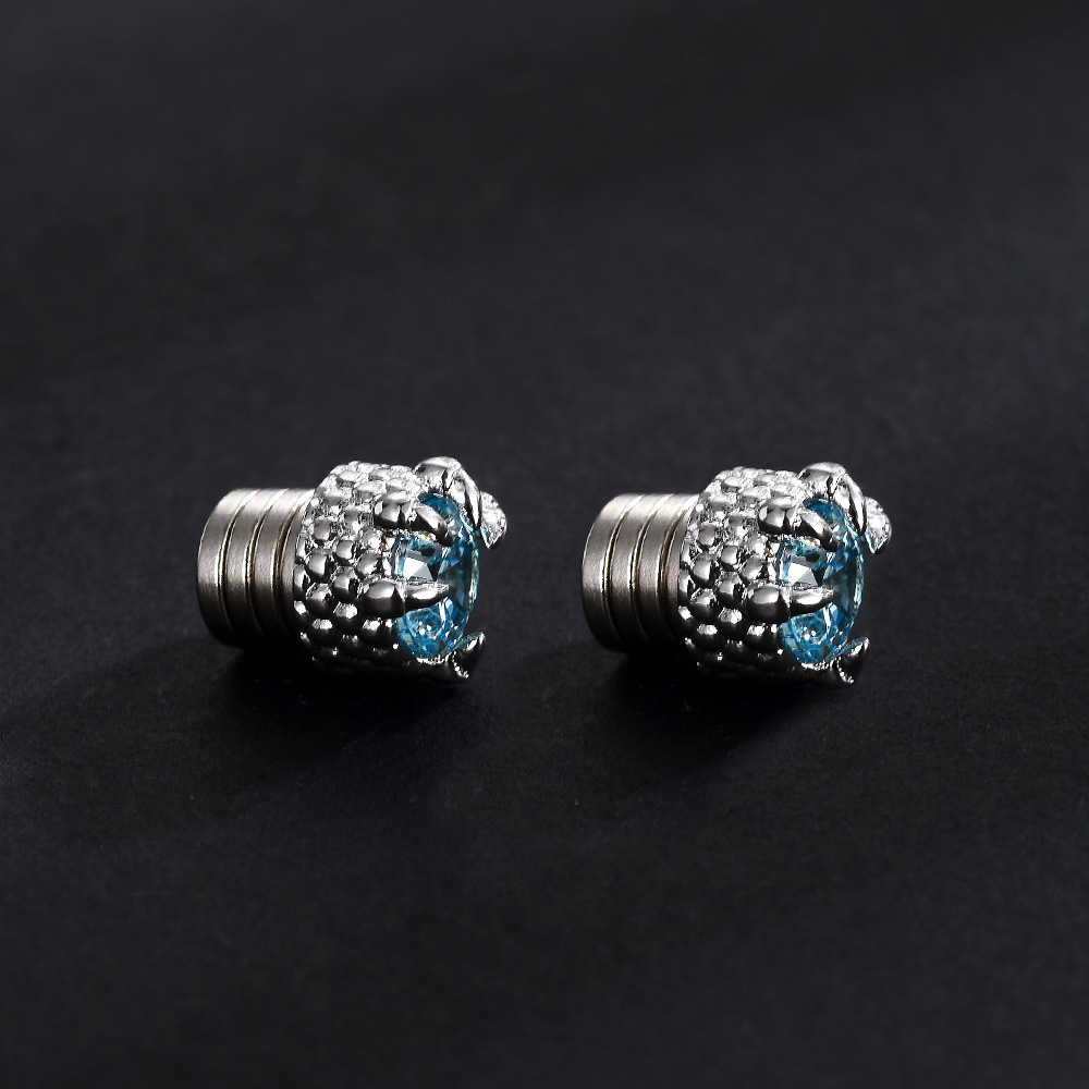 Orecchini a clip per osso dell'orecchio, magnetici, blu acqua dolce, da uomo, hip hop, senza piercing, con artiglio del drago delle Maldive, gioielli da donna_voghion.com