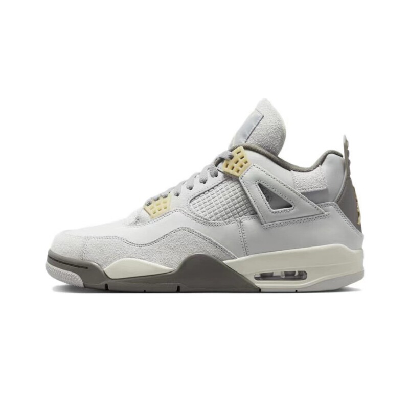 aj4 ホワイトセメントバスケットボールシューズトレンディなレトロな絶妙なディテールミッドトップホワイトグレー紳士靴第一層牛革レトロな女性の靴|undefined
