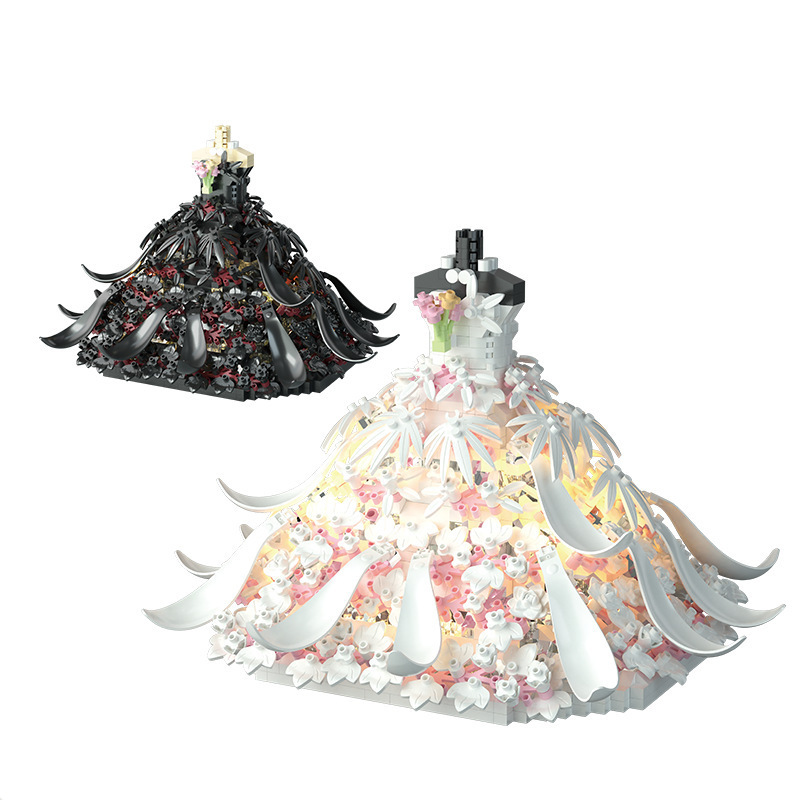 Compatible con el lago del cisne negro y blanco vestido de boda ensamblaje de bloques altos juguetes de puzzle para niños niñas regalo de San Valentín