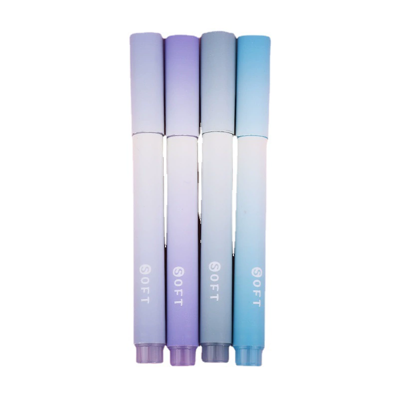 Fluorescent Gradient Highlighter Set, 4‑Pack Pastel Shades, large-capacity & eye-friendly