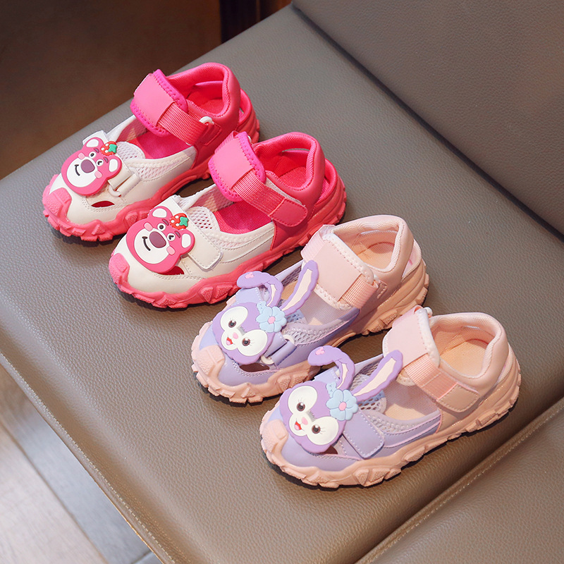 Sandalias deportivas para niños 2024 verano nuevas sandalias para niñas sandalias de dibujos animados Baotou zapatos de playa de conejo lindo