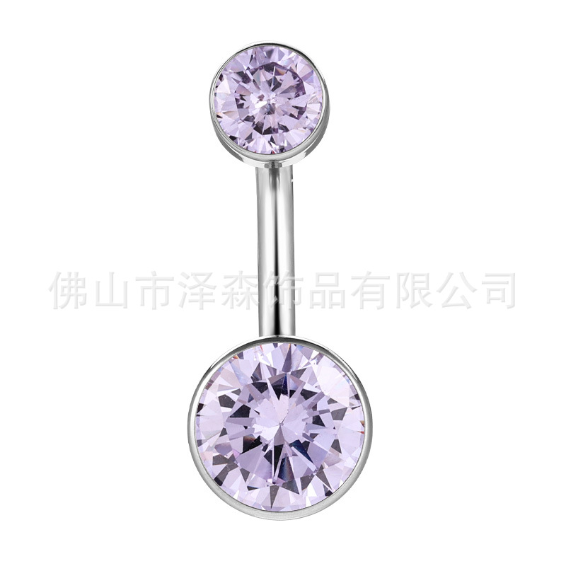 F136 Titanium Navel Piercing Ring – Zircon Inlaid Flat Base Belly Button Jewelry detail image 8