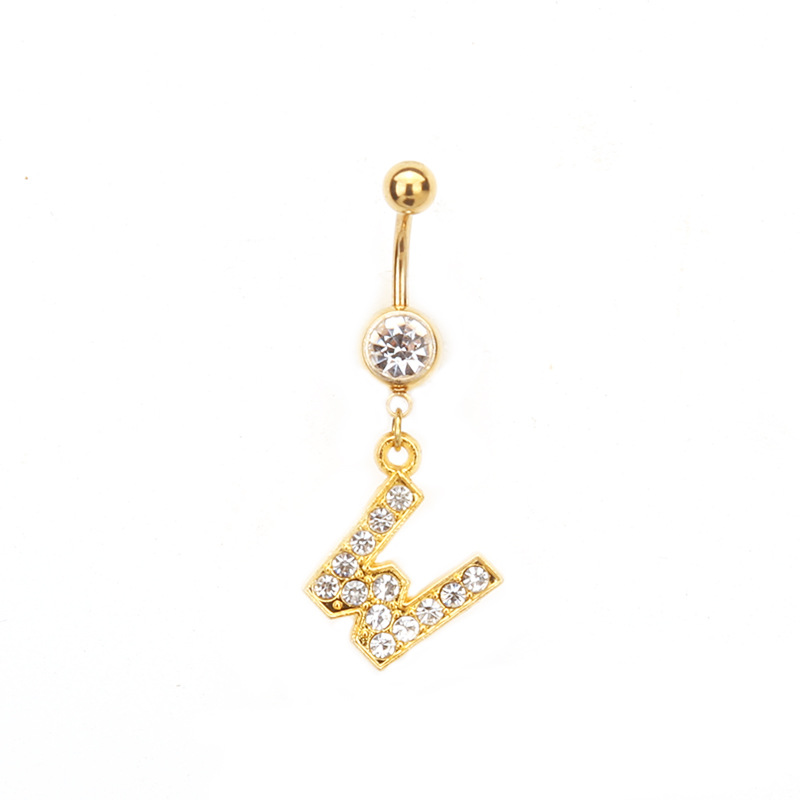 Oro letras inglesas A- Z anti-alergia cuerpo piercing joyería de las mujeres ombligo clavo ombligo anillo AliExpress deseo