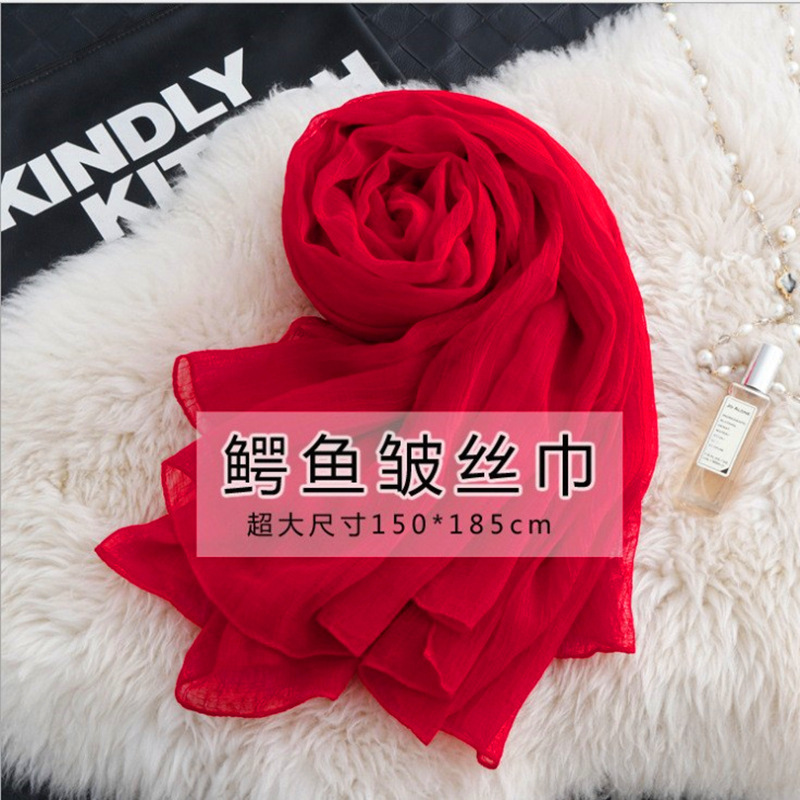 New Crocodile Pattern Imitation Silk Scarf for Women Korean Style Literary Student Scarf Travel Sun Protection Beach Towel Large Shawl New Crocodile Pattern Imitation Silk Scarf for Women Korean Style Literary Student Scarf Travel Sun Protection Beach Towel Large Shawl