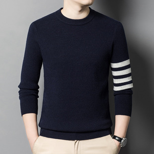 Winter Long Sleeve Wool Sweater Men's Fashion Korean Solid Color regular Warm Knitted Base Shirt Top Sweater for Men
