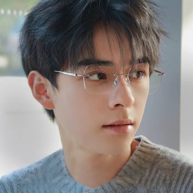 New Rimless Myopia Glasses, Finished Eyeglass Frames for Men and Women, Fashionable, High-Looking, Anti-Blue Light and Anti-Radiation New Rimless Myopia Glasses, Finished Eyeglass Frames for Men and Women, Fashionable, High-Looking, Anti-Blue Light and Anti-Radiation