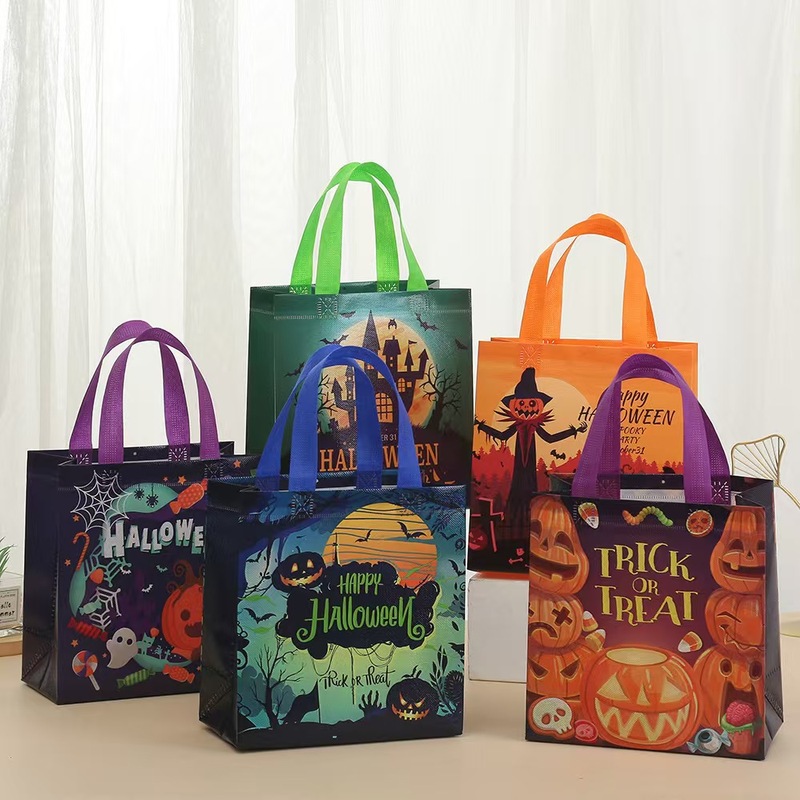 クロスボーダーハロウィンカラフルなプリント不織布バッグハロウィンパーティーのギフト包装袋ショッピングモールショッピングバッグ大容量|undefined