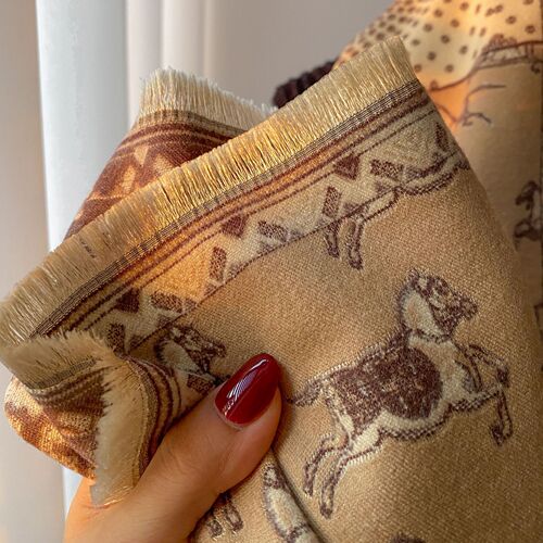  Retro Carriage Autumn and Winter New Warm Scarf Women's Air-conditioned Room Imitation Cashmere Large Shawl Scarf Thickened Outerwear