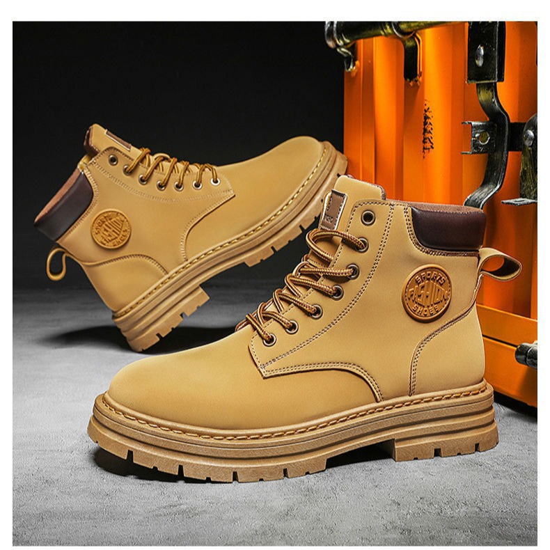 Martin boots hombre 2025 nuevas botas de herramientas de estilo británico de caña alta de suela gruesa botas de ruibarbo antideslizantes y resistentes al desgaste zapatos de hombre