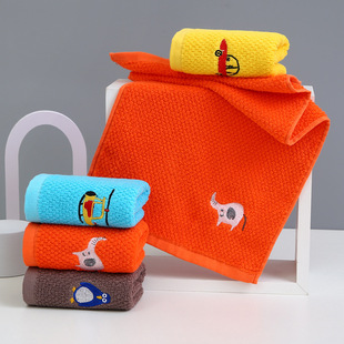 Children's cotton towel 25*50 cotton absorbent face towel cartoon embroidered small towel baby soft towel