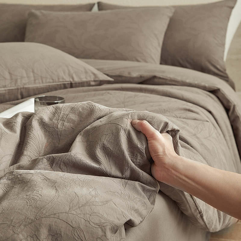 Wabi-sabi Style Cotton Jacquard Bedding Set Four-piece Cotton Sheet_voghion.com