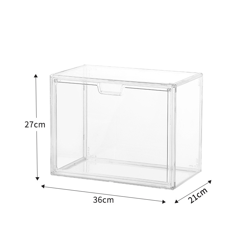 Caja de zapatos transparente de seis lados transparente de 360 ° caja de libros transparente caja de almacenamiento transparente