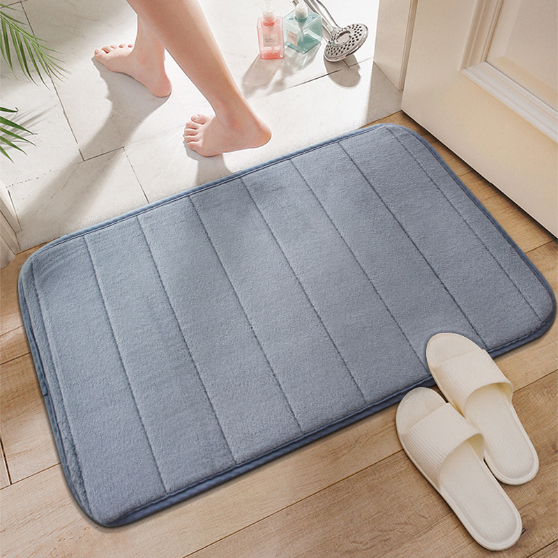 Alfombra de piso de lana de coral para el hogar alfombra de baño engrosada alfombra de puerta absorbente color sólido dormitorio sala de estar alfombra de puerta antideslizante alfombra de piso