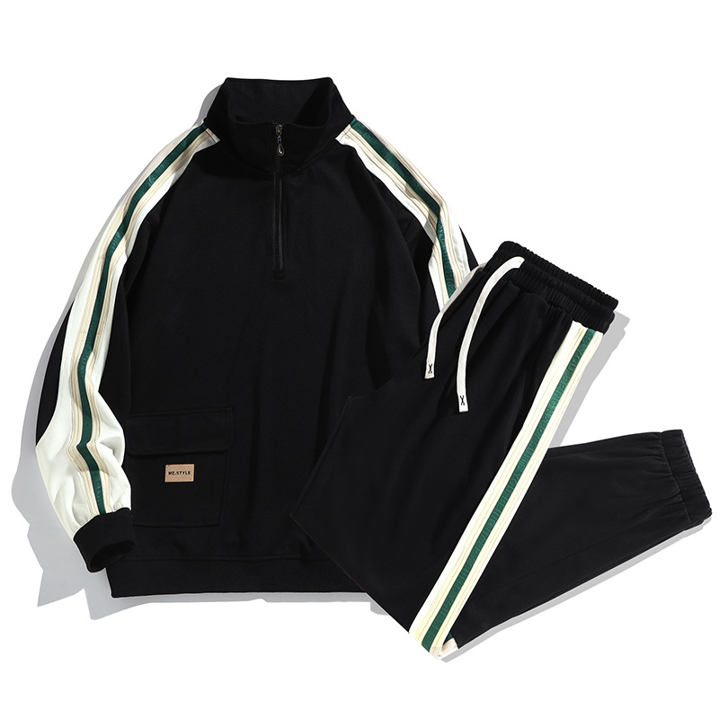 2024 Spring and Autumn Loose Casual Sports suit Half-zipper Sweatshirt Fashionable Handsome Color-matching Foot-binding Sports suit