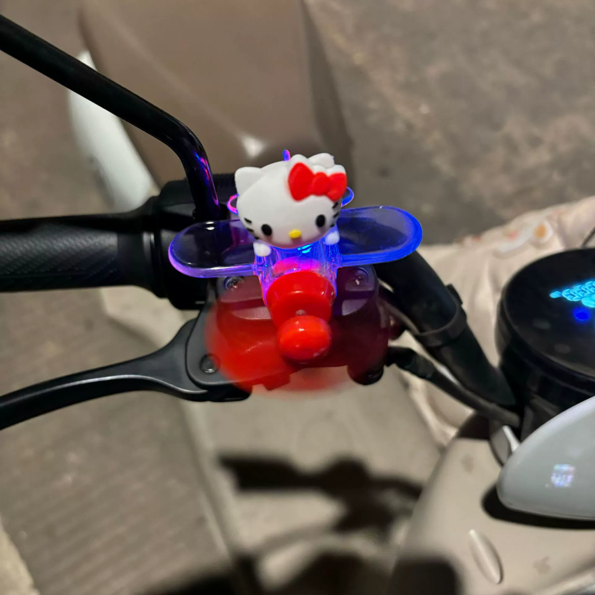 Electric car, glowing airplane, rotating decorations, generating electricity