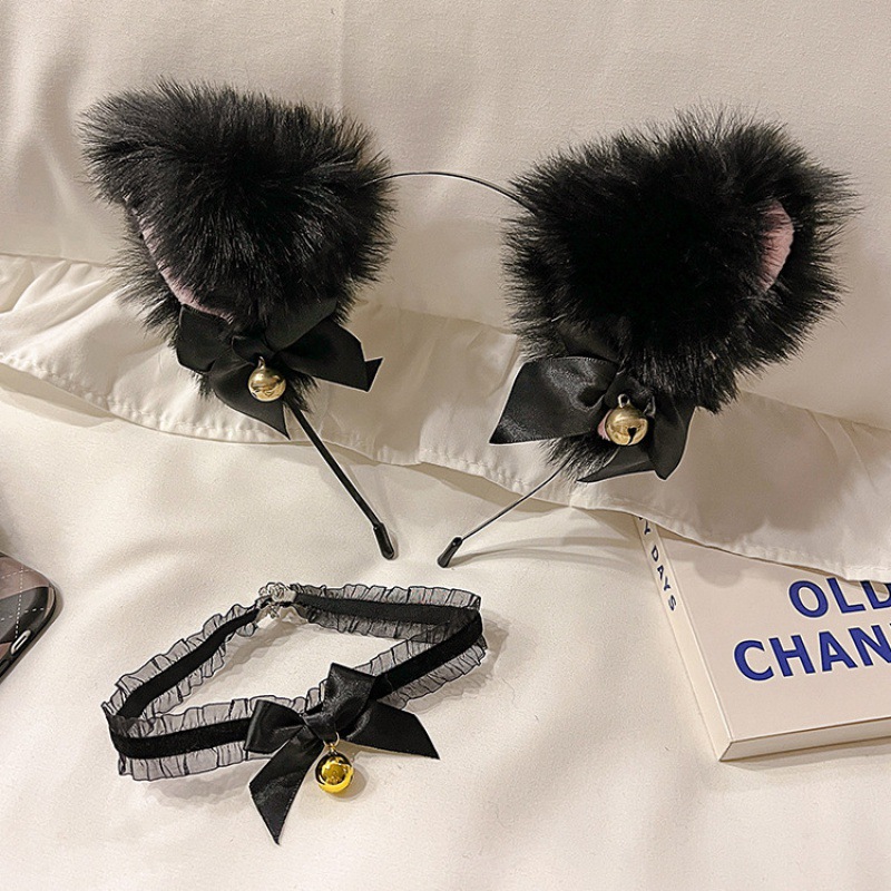 Hair Band Collar Cat Ear Bell Headband Sexy Hair Accessories Hair Cards Women's Cute White Wildcat Rabbit Head Jewelry