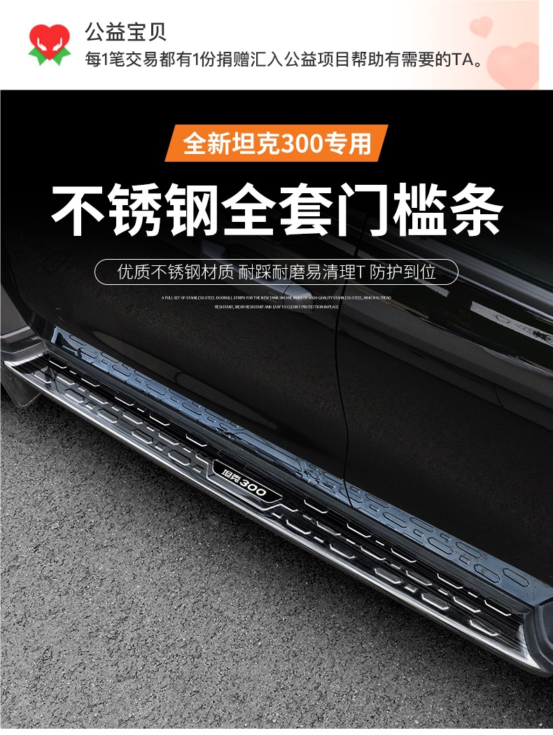 Tank 300 Pedal Stainless Steel Decorative Sticker Modification Piece Welcome Pedal Weipai Wey Threshold Strip Off-Road Special