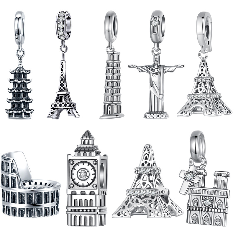 Original 925 silver world famous beaded diy bracelet landmark building series cross-border s925 sterling silver beads loose beads Original 925 silver world famous beaded diy bracelet landmark building series cross-border s925 sterling silver beads loose beads