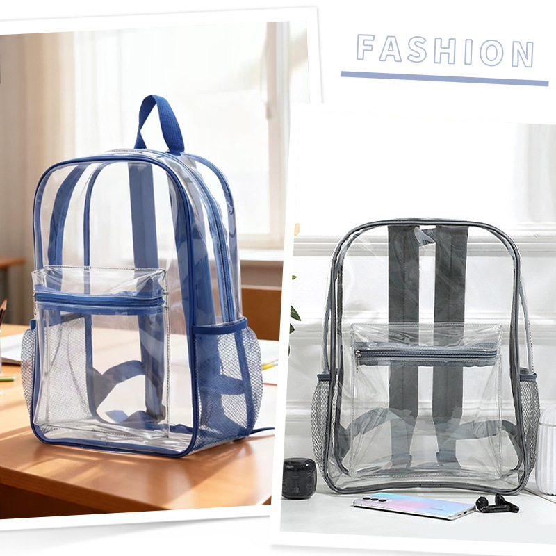 Mochila transparente de PVC para estudiantes de primaria, mochila escolar de gran capacidad para niños, mochila transparente para viajes al aire libre