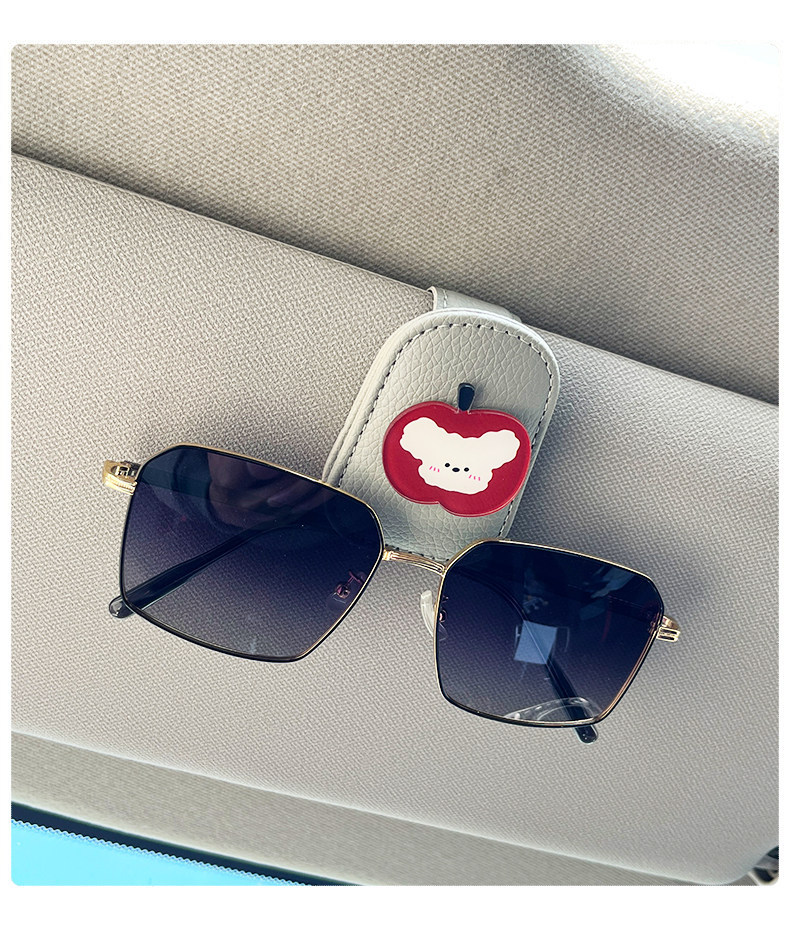 Cute Puppy Car Glasses Holder, High-End Car Sun Visor Sunglasses Holder, Car Magnetic Card Holder