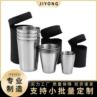 加厚不锈钢小酒杯套装户外露营4个便携式酒杯30|70|170ML烈酒杯