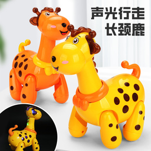 Electric Swing nodding cute cute deer automatic walking Music light giraffe children's educational toys wholesale
