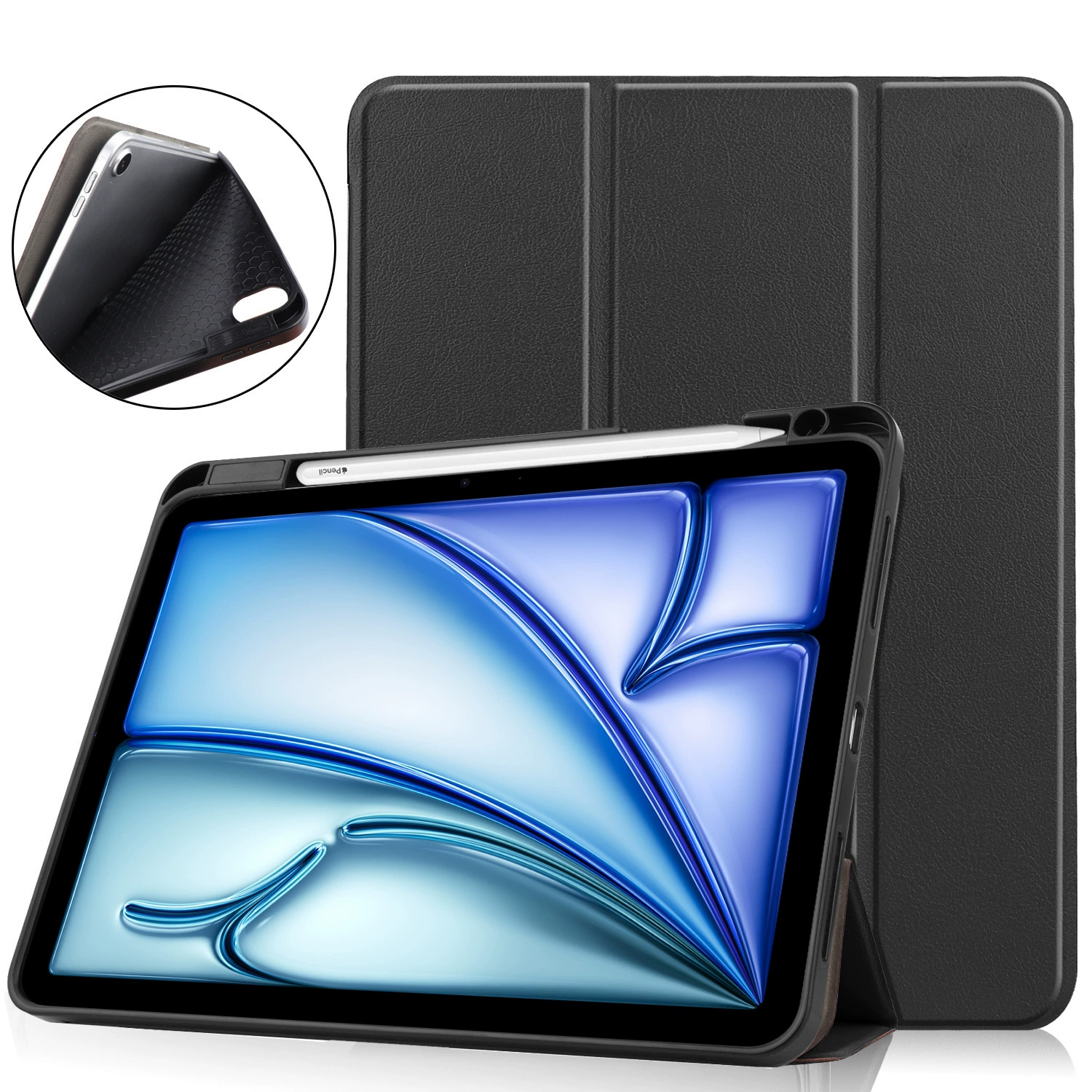 Подходит для iPad Pro11, защитный чехол iPad air 11 2024, держатель стилуса, подложка для планшета, кожаный чехол полного покрытия