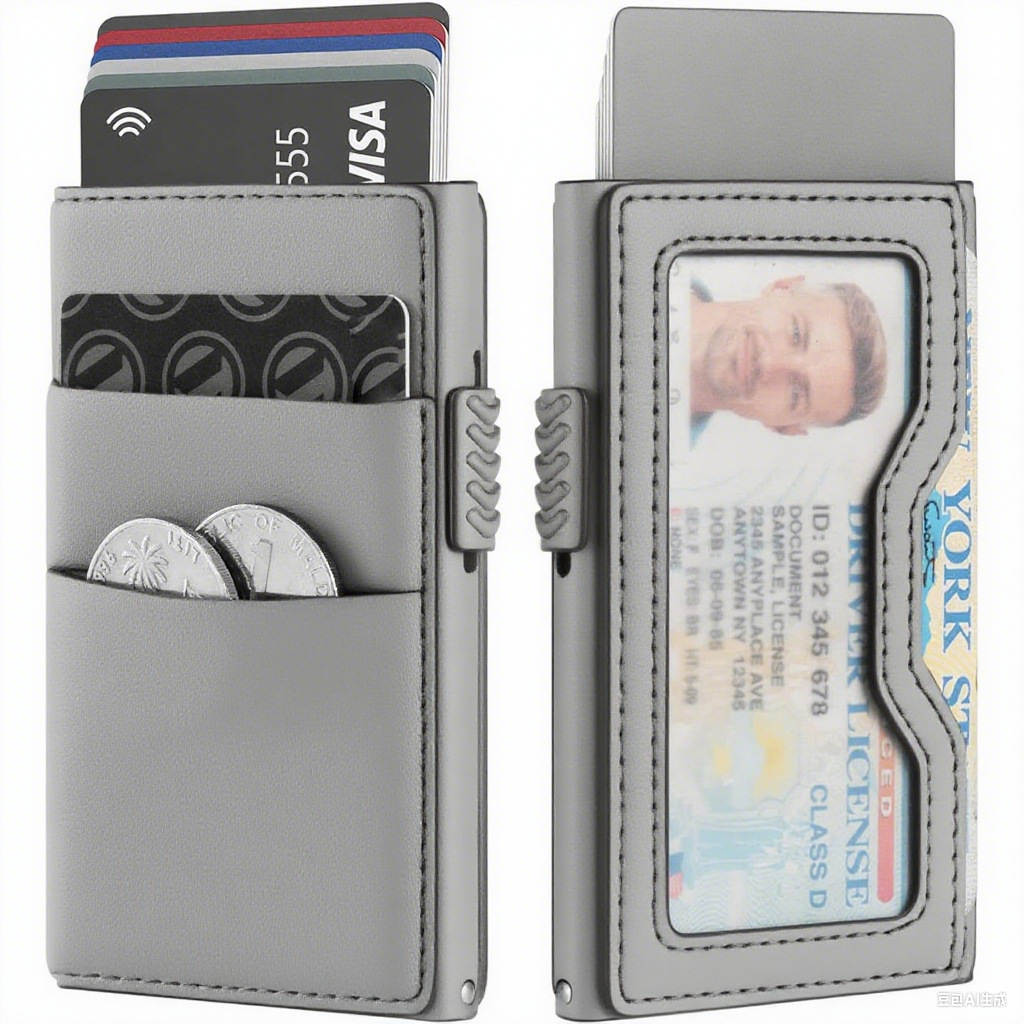 Amazon delgado RFID anti-robo cartera de metal lateral empuje bolso de cambio cartera multi-tarjeta cartera de negocios para hombres