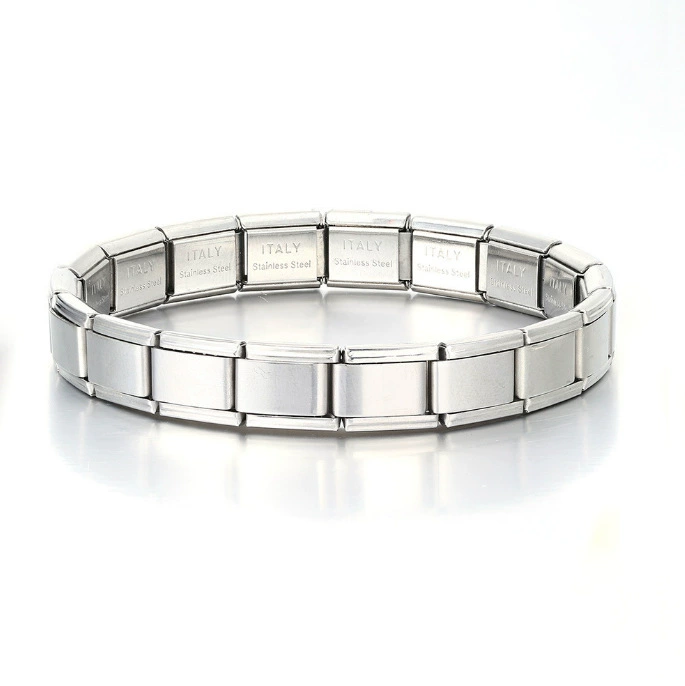 stainless steel bracelet, removable elastic link watch strap, italian european style, assorted charms