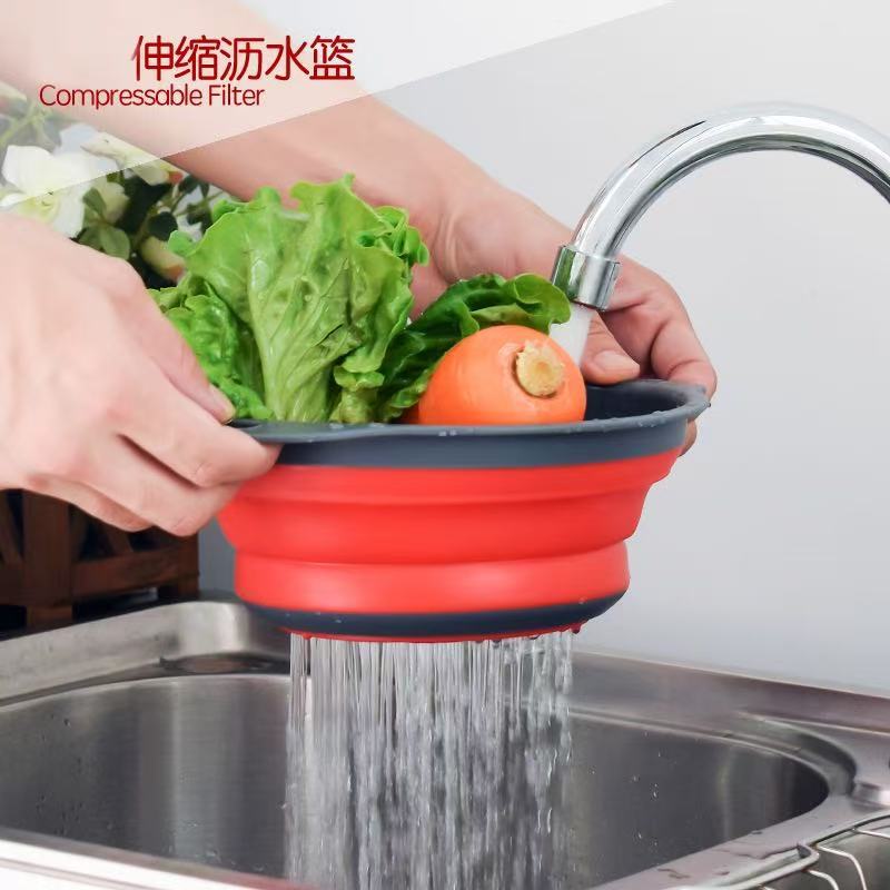 Cesta de drenaje cuadrada redonda retráctil plegable conjunto de cestas de lavado de verduras cestas de frutas multifuncionales de cocina cestas de filtrado de verduras