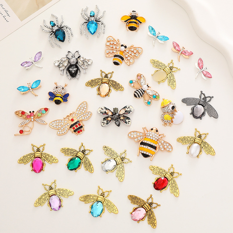 创意diy合金宝石蜜蜂饰品配件洞洞鞋配饰手机壳美容手工贴钻材料