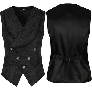 European and American Men's Pleated Shirts, Medieval Clothing, Steampunk Victorian Tops, Jacquard Vests for Men