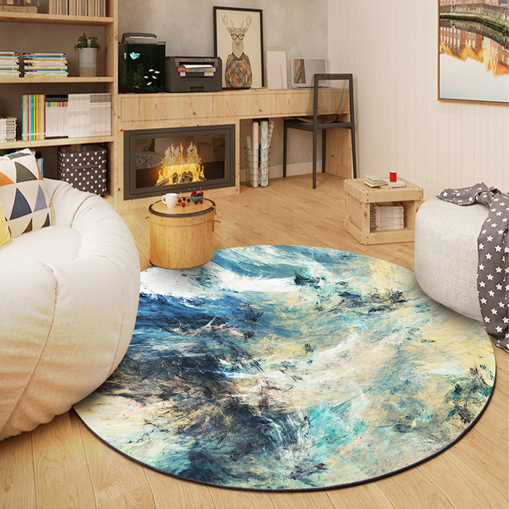 Tapete Redondo para Pie de Cama de Seda Artificial, Absorbente y Antideslizante para Sala de Estar image 9