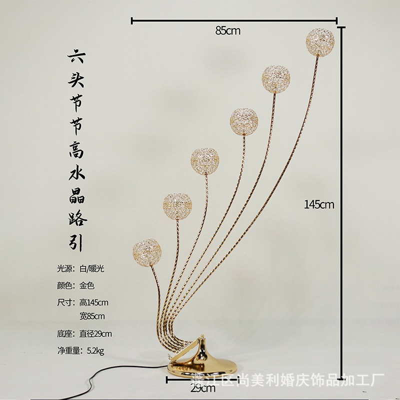 Accesorios de boda, candelabro de diamantes, decoración de escena, diseño, festival de hierro geométrico, candelabro de cristal alto, guía de carretera