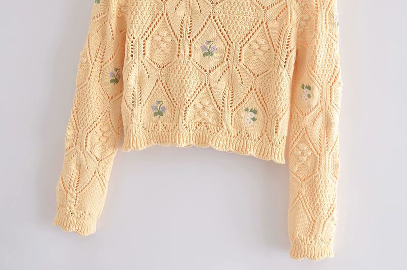 flower-shaped decorative knitted cardigan NSAM50371