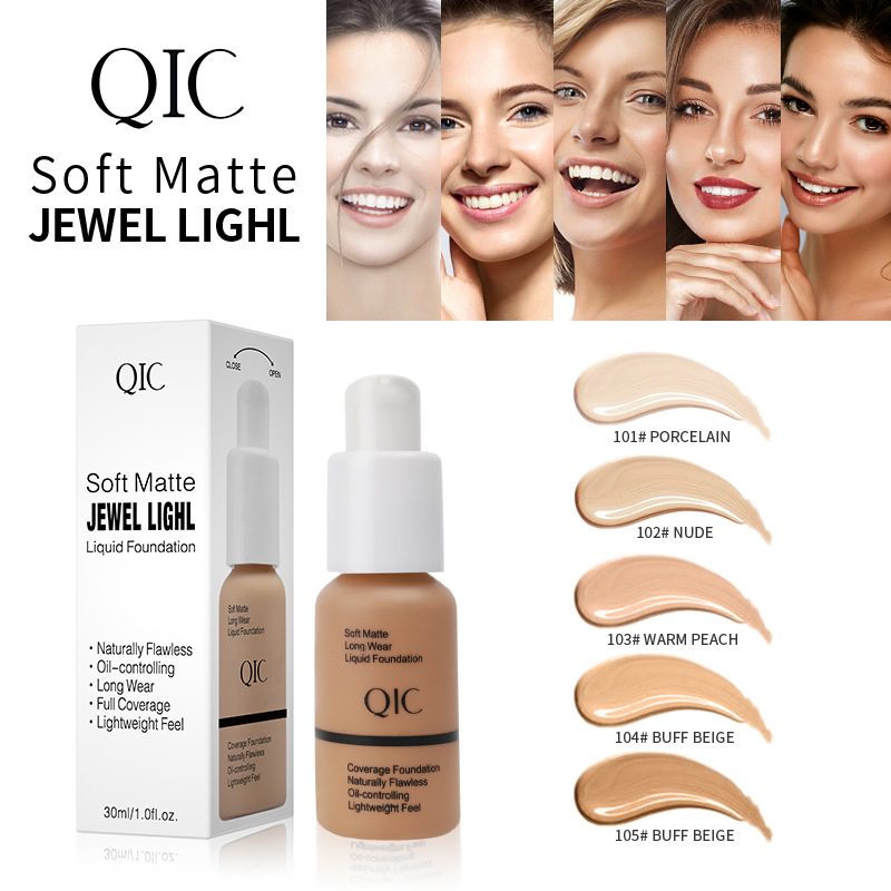 QIC Powder Foundation Waterproof Oil-Controlling Concealer Cream Cross-Border Matte Concealer Powder Foundation Moisturizing BB Cream Foundation Cream Wholesale