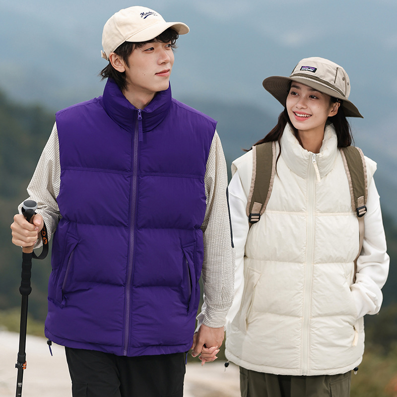 2023 Chaleco de otoño e invierno abrigo de pan de pareja sin mangas ligero cálido abrigo de algodón acolchado para hombres y mujeres chaleco grueso abrigo
